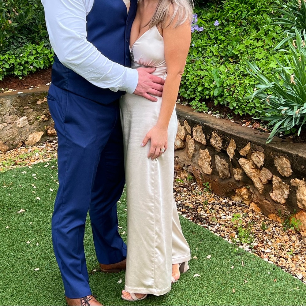 Champagne jumpsuit. From lulus